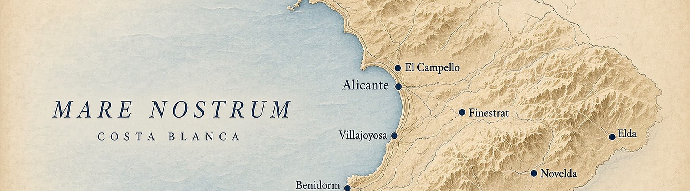 Mapa de la Costa Blanca, área de cobertura de APS Stays